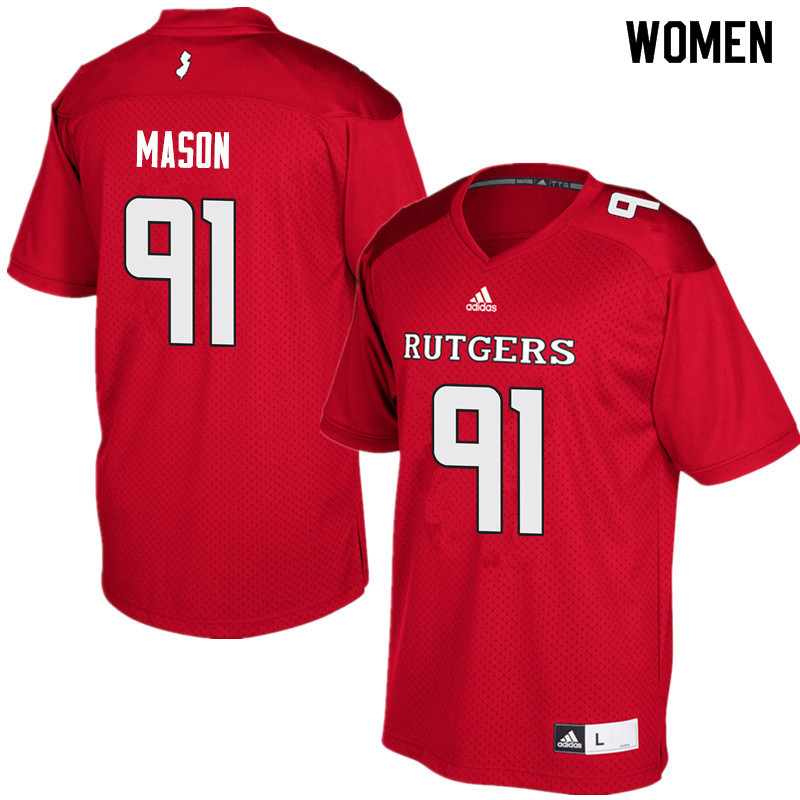 Women #91 Tijuan Mason Rutgers Scarlet Knights College Football Jerseys Sale-Red - Click Image to Close